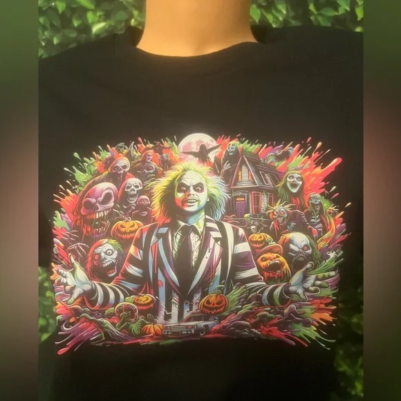 SALE NEW Custom Made Beetlejuice Graphic Tee Unisex Sizing Never Worn - Picture 1 of 3